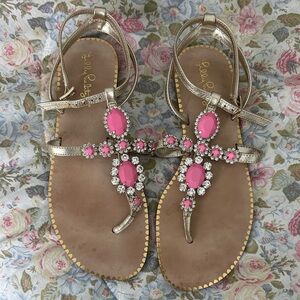 Lilly Pulitzer Pink and Gold Women's Sandals
